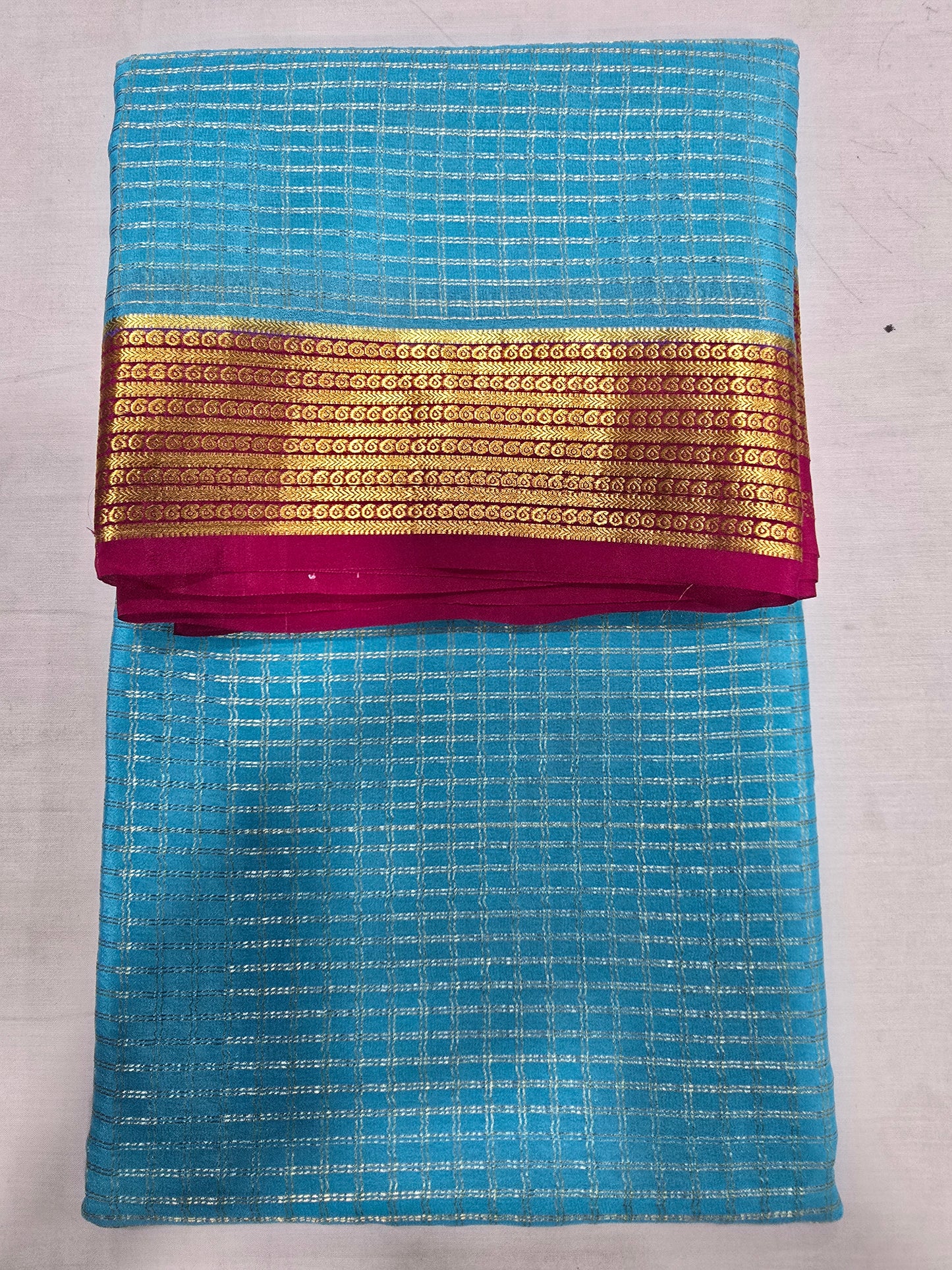 Pure Mysore Silk With Checks