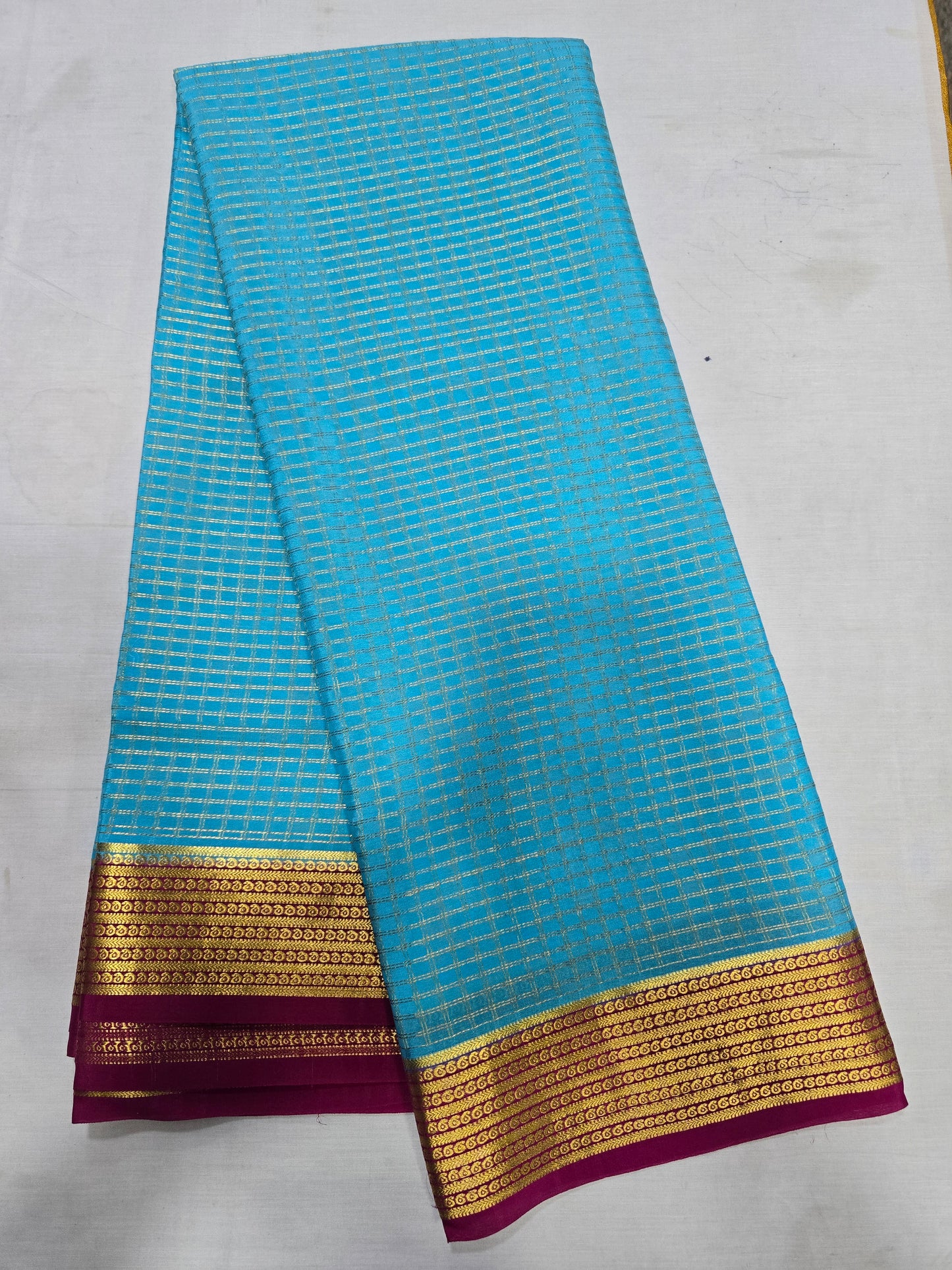 Pure Mysore Silk With Checks