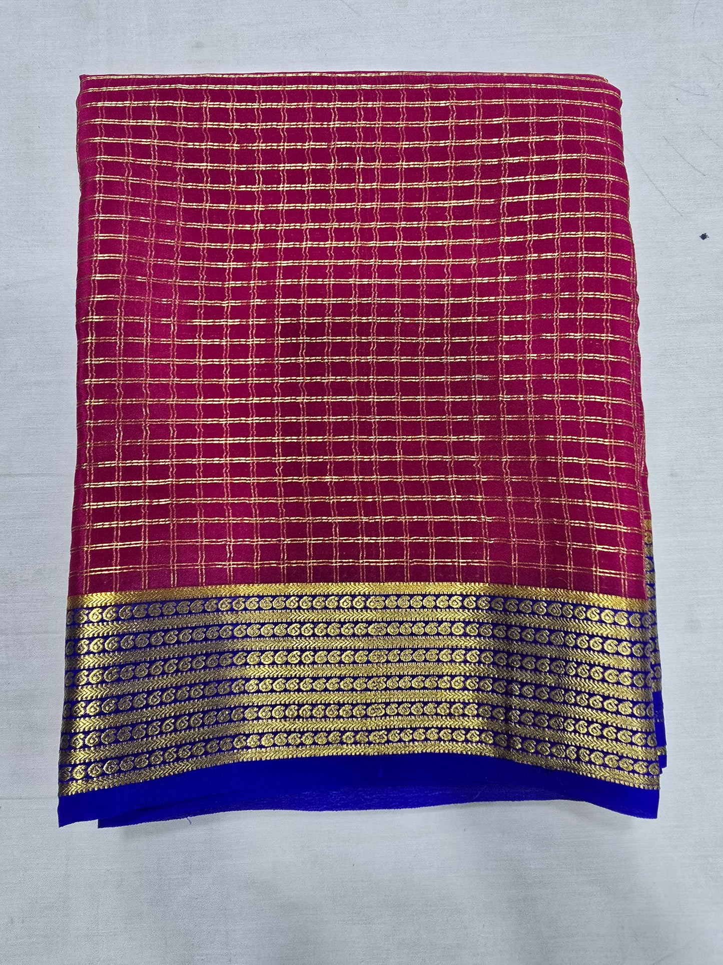 Pure Mysore Silk With Checks