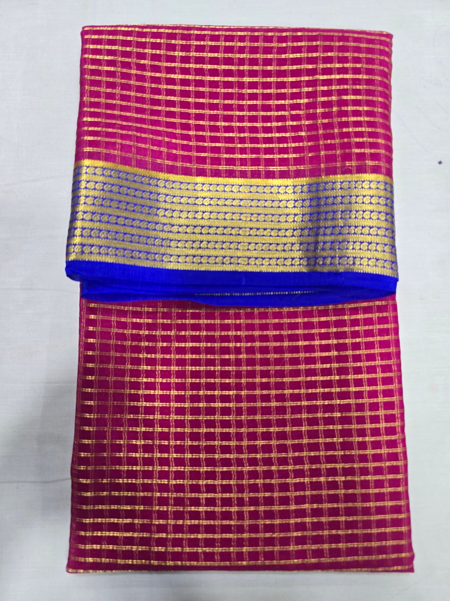 Pure Mysore Silk With Checks