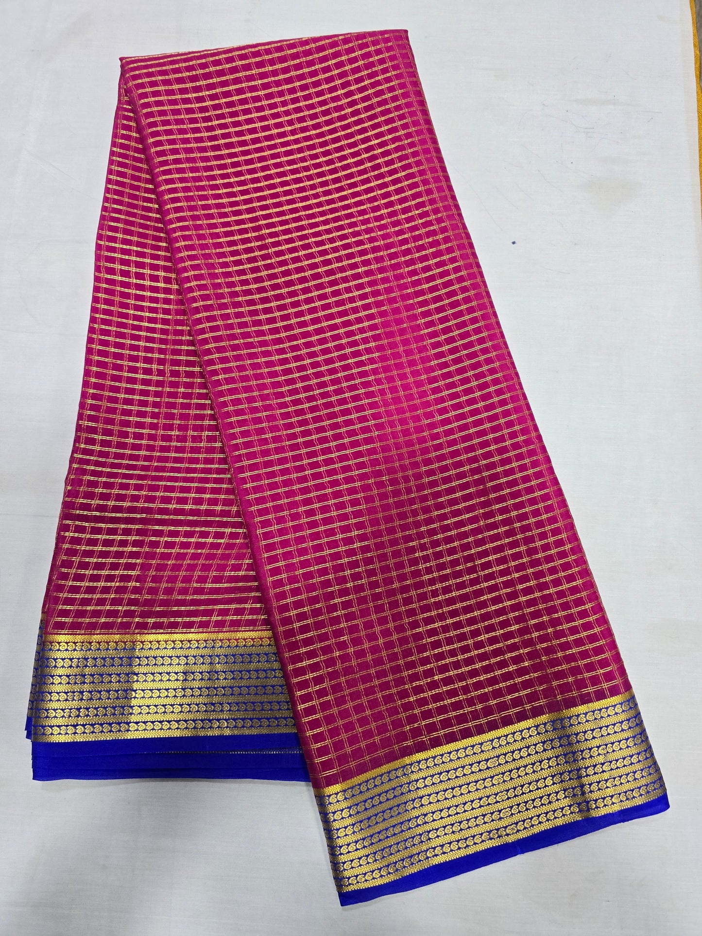 Pure Mysore Silk With Checks