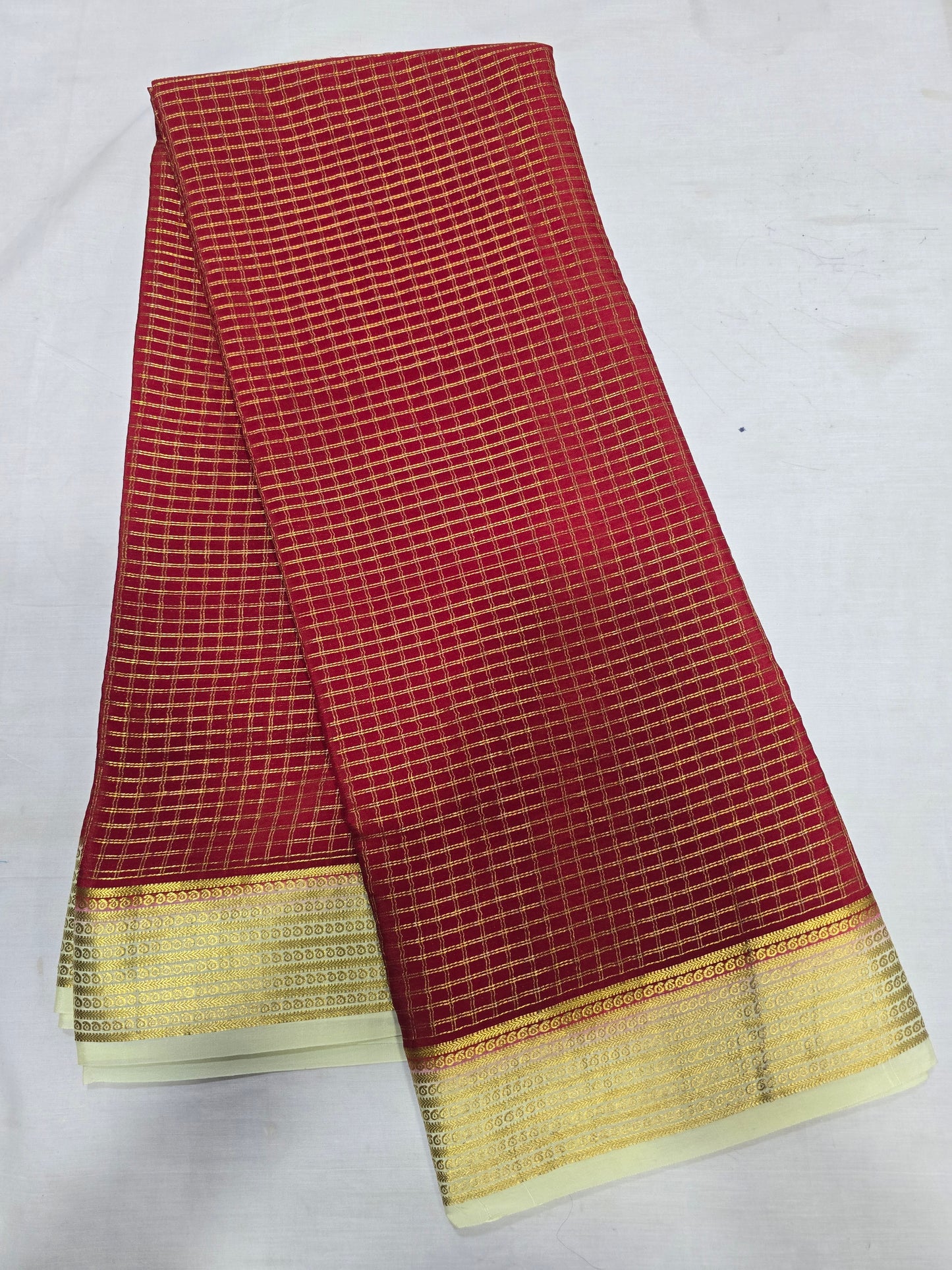 Pure Mysore Silk With Checks