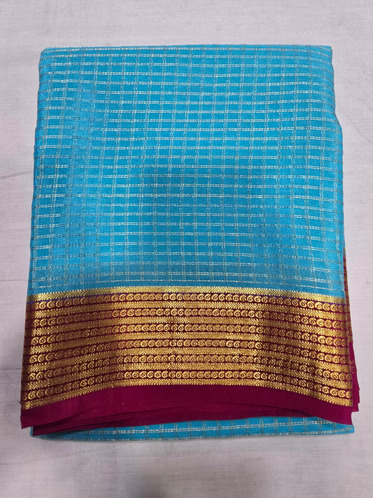 Pure Mysore Silk With Checks