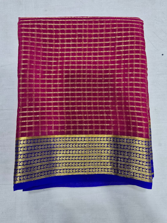Pure Mysore Silk With Checks