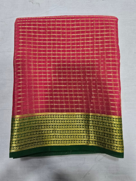 Pure Mysore Silk With Checks