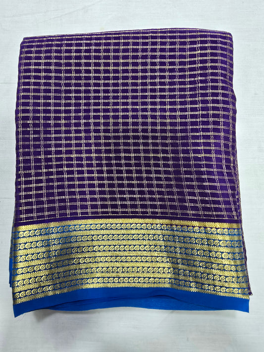 Pure Mysore Silk With Checks