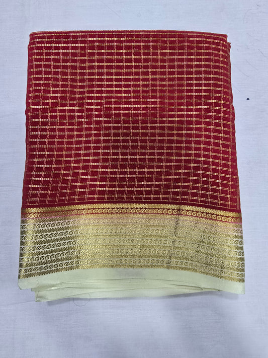 Pure Mysore Silk With Checks