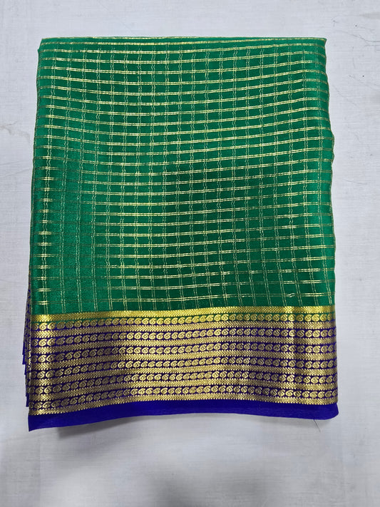 Pure Mysore Silk With Checks