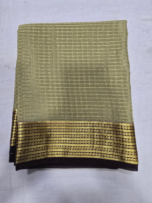 Pure Mysore Silk With Checks