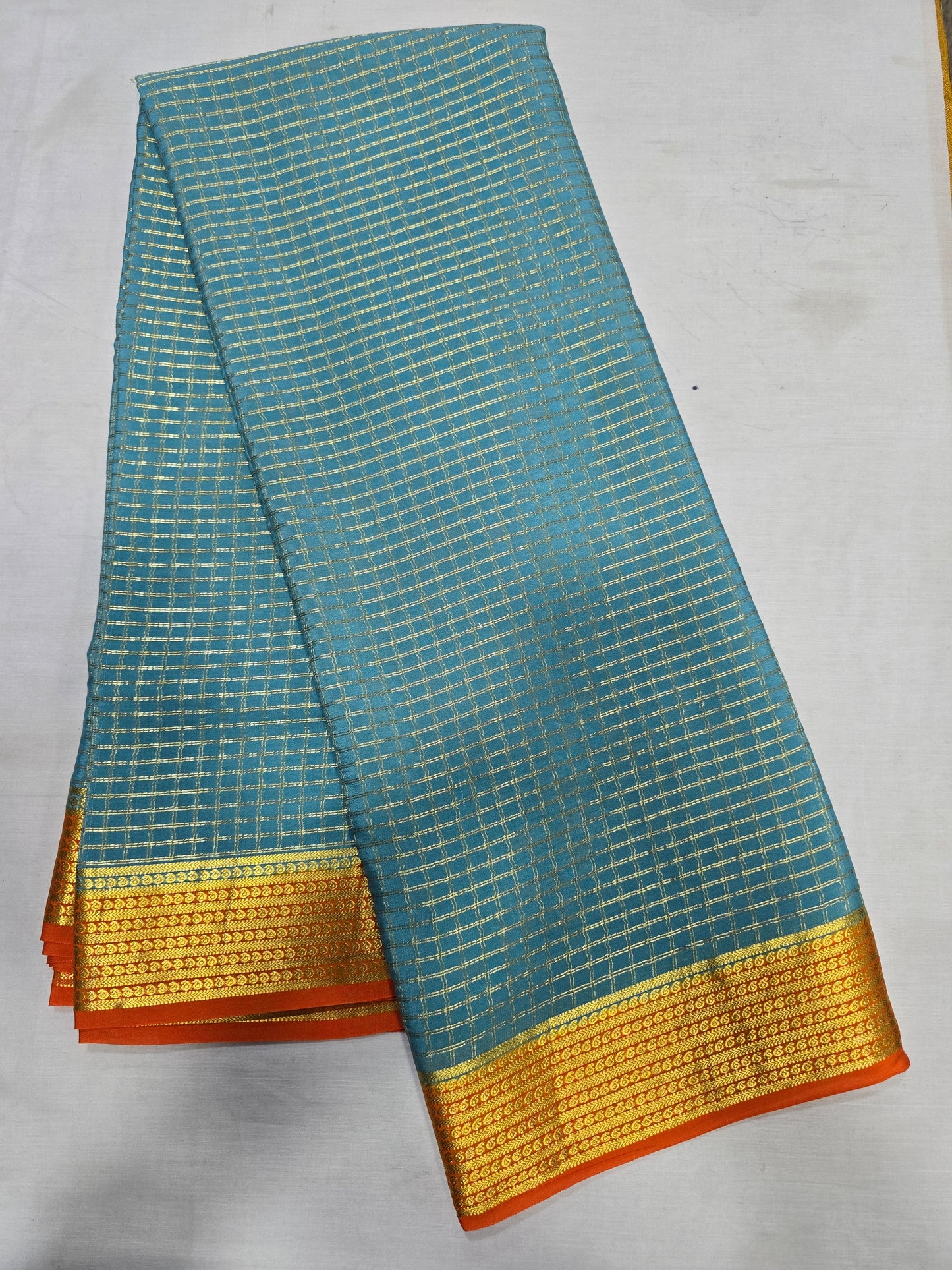 Pure Mysore Silk With Checks