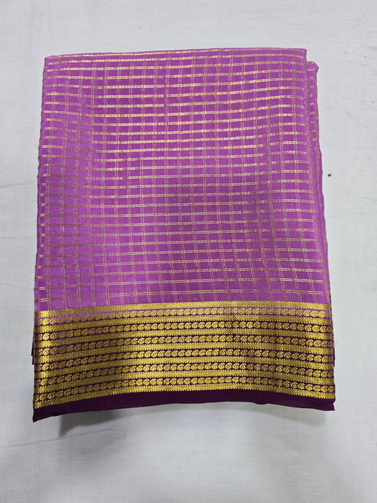 Pure Mysore Silk With Checks