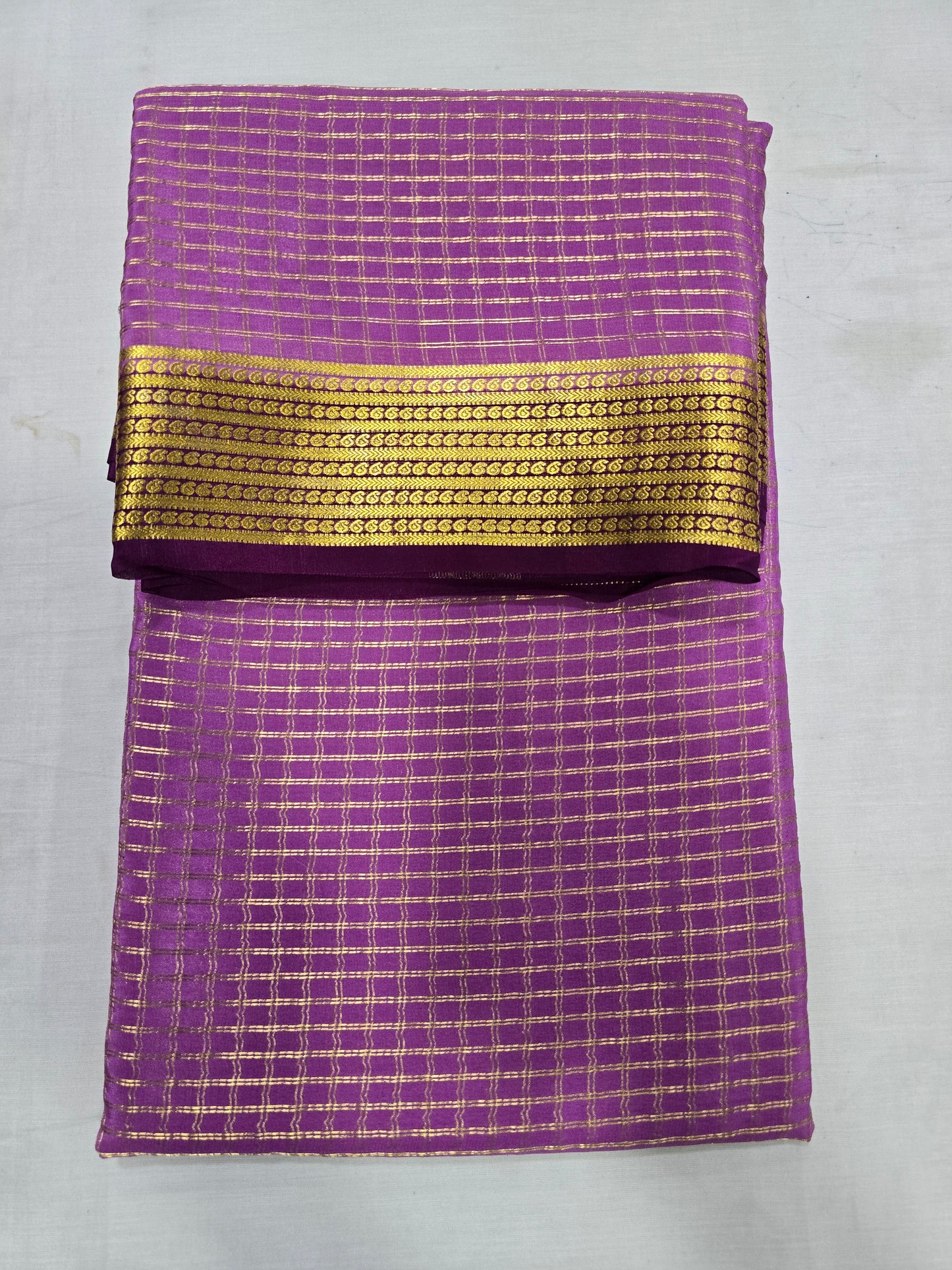 Pure Mysore Silk With Checks