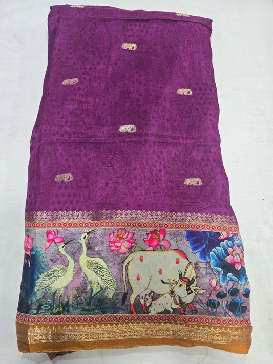 Pure Crape Digital Printed Sarees