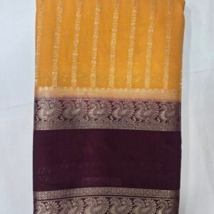 Mustard Mysore Silk With Contrast Border Saree
