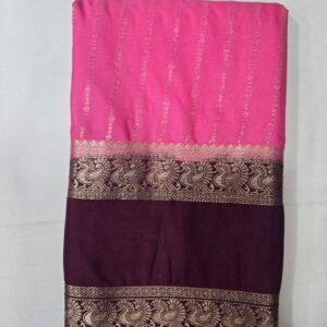 Pink Mysore Silk With Contrast Border Saree