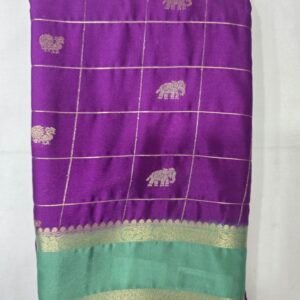 Purple Mysore Silk With Checks Saree