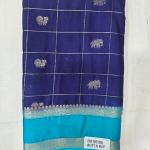 Royal Blue Mysore Silk With Checks Saree