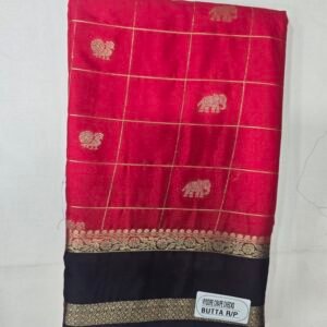 Red Mysore Silk With Checks Saree