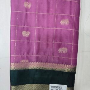 Lavender Mysore Silk With Checks Saree