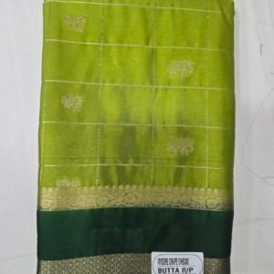 Parrot Green Mysore Silk With Checks Saree