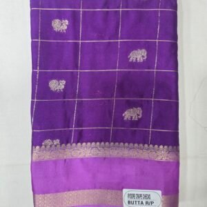 Purple Mysore Silk With Checks Saree