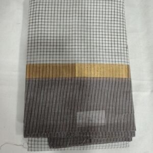 White Grey Handloom Cotton Saree