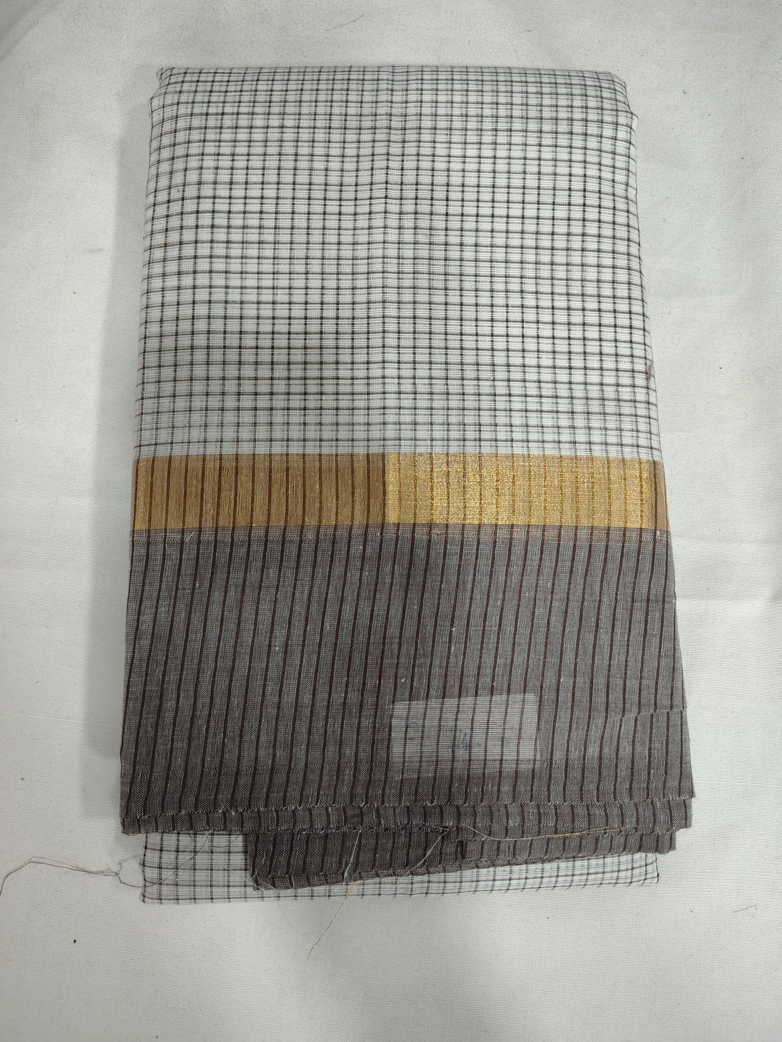 White Grey Handloom Cotton Saree