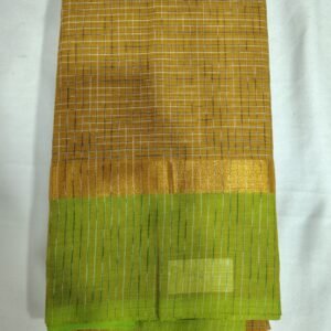 Mustard Green Handloom Cotton Saree