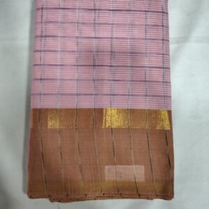 Light Pink Brown Handloom Cotton Saree