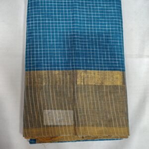 Blue Brown Handloom Cotton Saree