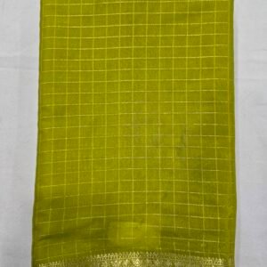 Olive green Semi Mysore Silk Saree