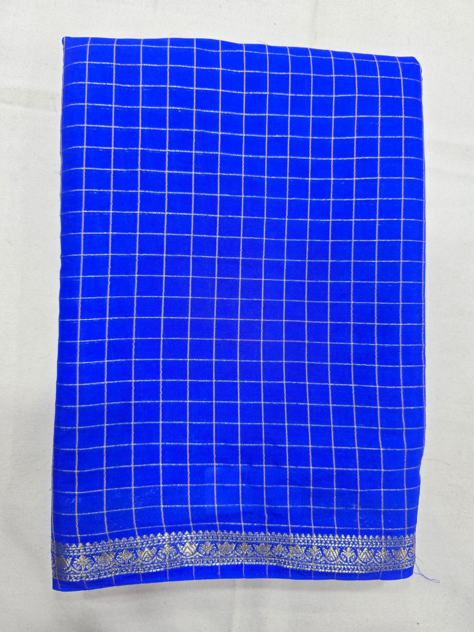 Bright blue Semi Mysore Silk Saree