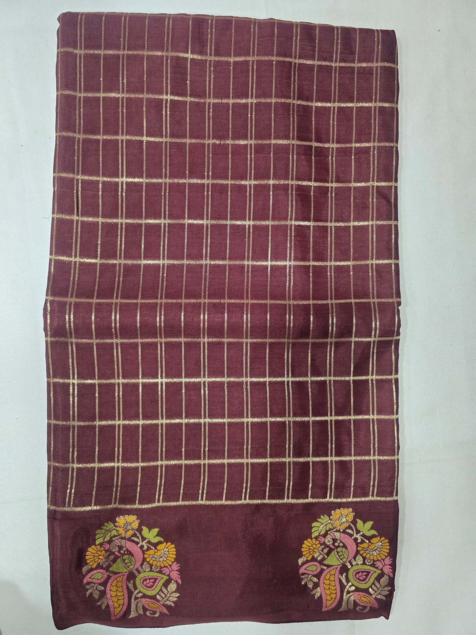 Wine Mushroom Silk Saree