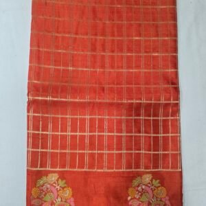 Orange Mushroom Silk Saree