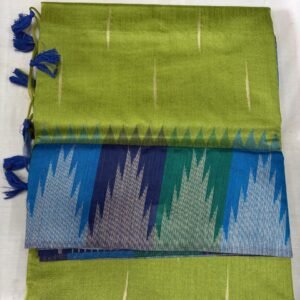 Olive Green and Blue – Tussar Silk Saree