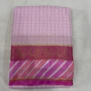Pink and lilac Crepe Chigori Border Saree