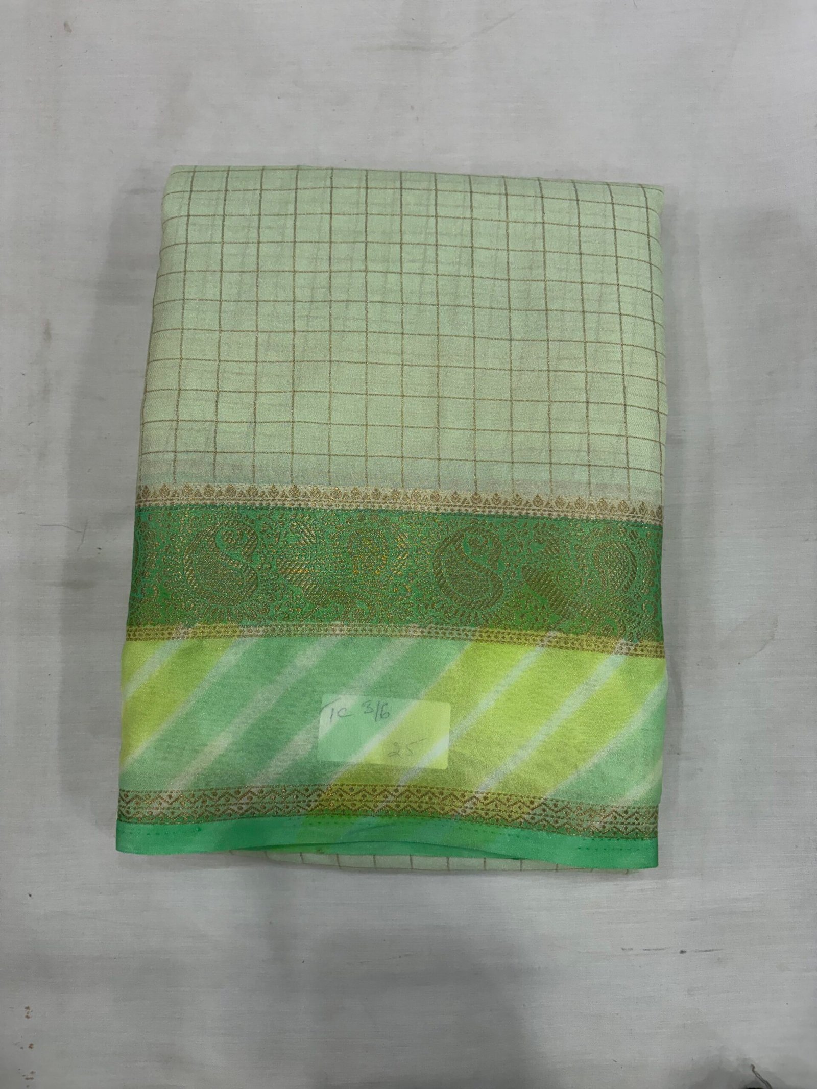 Pale green Crepe Chigori Border Saree